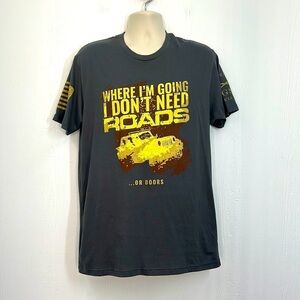 Grunt Style - Where I’m Going I Don’t Need Roads Or Doors Gray T Shirt Large